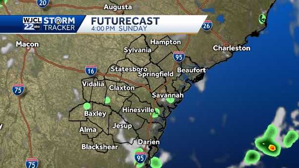 Lower rain chances in the forecast for SE GA and the Lowcountry
