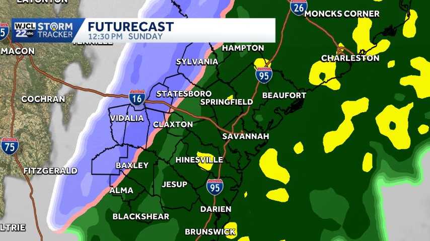 Rain Returns... Wintry mix possible for portions of Southeast Georgia and the Lowcountry on Sunday