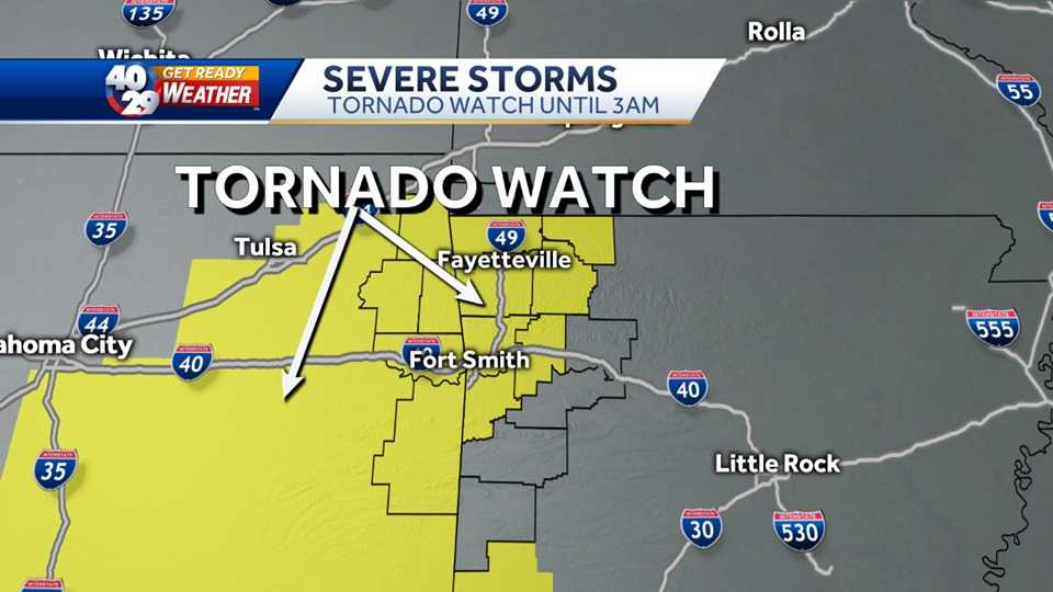 Sunday night: River Valley & NWA could see severe storms