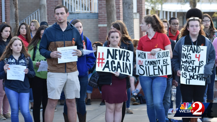 New Smyrna Beach High students honor Parkland victims, hold silent protest