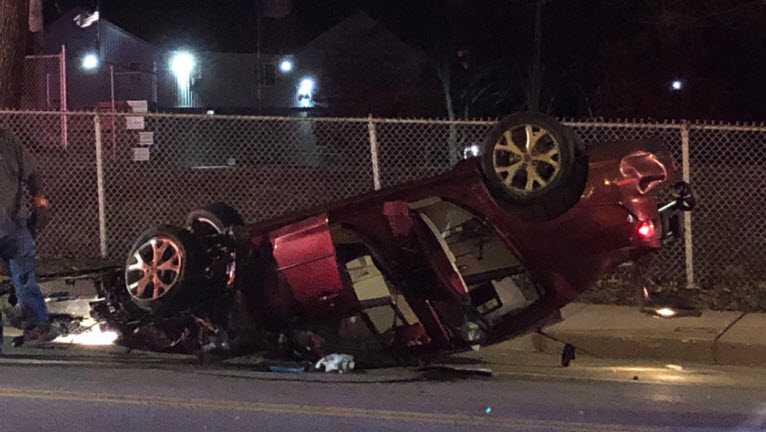 Police: Car flips onto roof after driver hits utility pole, fire ...