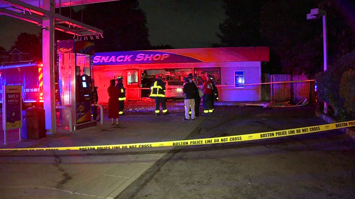 Car crashes into gas station in Dorchester
