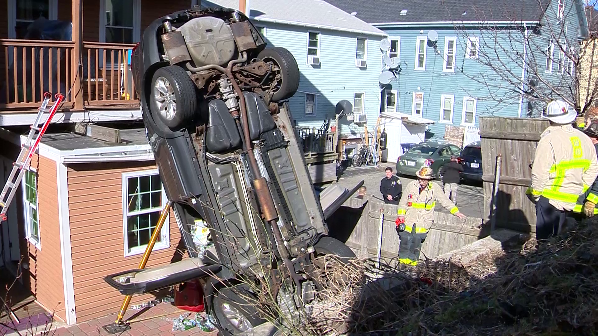 Car Plunges To Ground From Elevated Parking Garage In East Boston