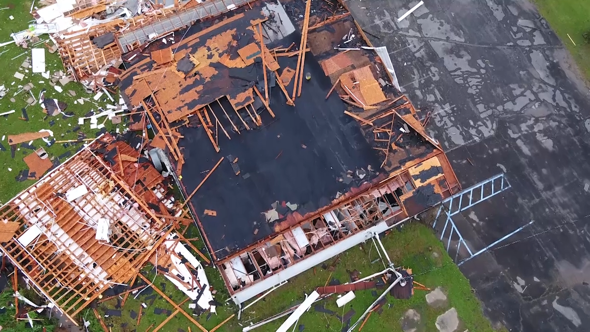 SKY 13 drone video shows tornado's damage aftermath in Carbon Hill in