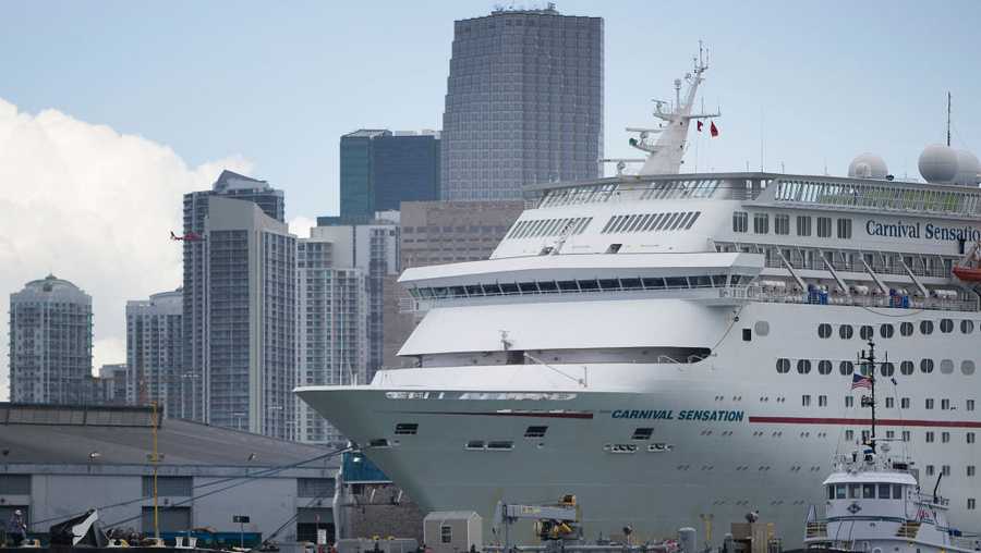 A Carnival Cruise ship is docked at the PortMiami in this file photo.