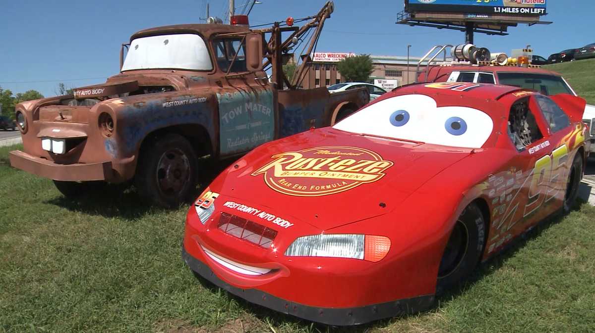 From Tow Mater to Lightning McQueen, auto body shop recreates movie vehicles