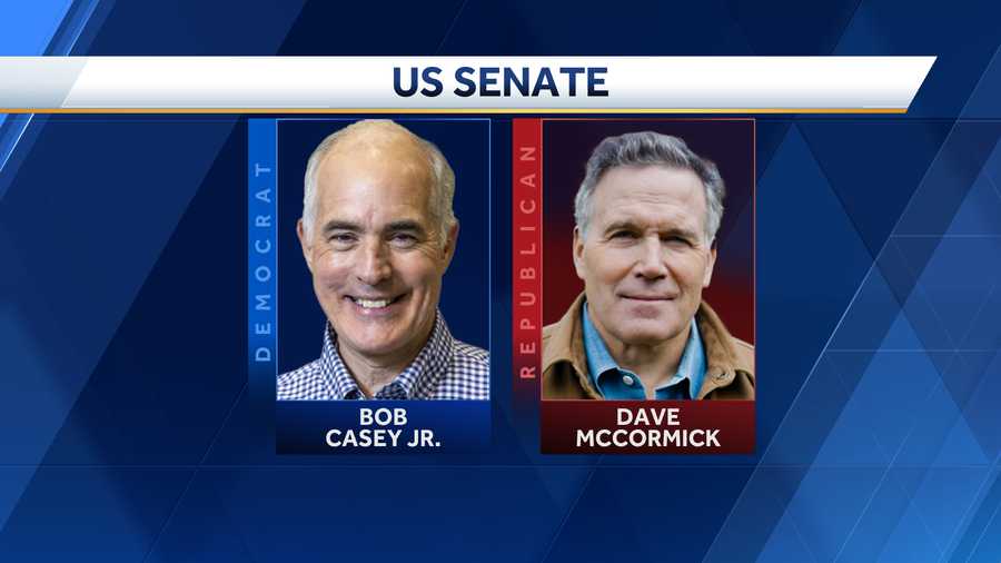 Incumbent US Sen. Bob Casey Jr. will take on Republican Dave McCormick in November's General Election.