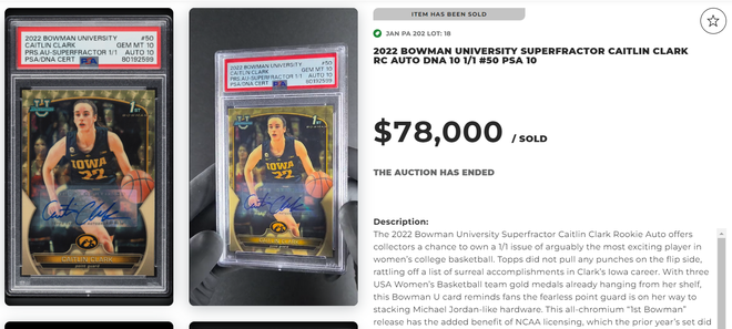caitlin&#x20;clark&#x20;card&#x20;auction&#x20;sale&#x20;price