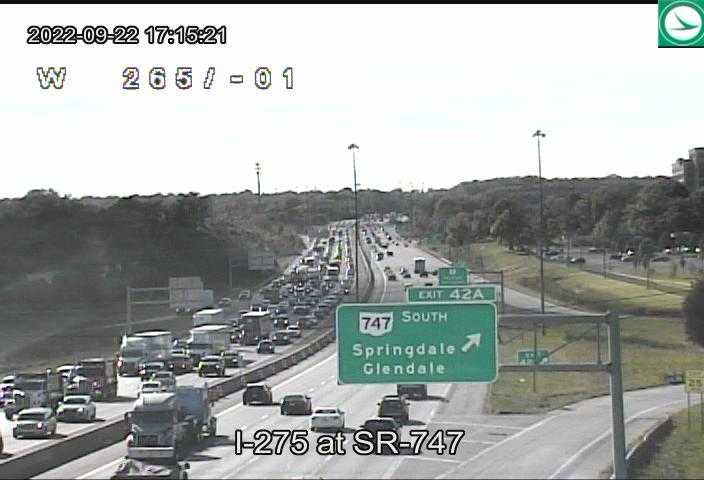 A Crash Is Blocking A Lane Along I-275 At I-75 Near Sharonville