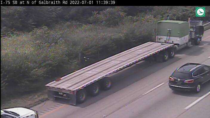 Blocked lane slows traffic along southbound I-75 near Lockland