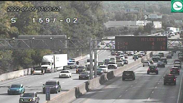 Multiple lanes are blocked along northbound I-75 due to a crash