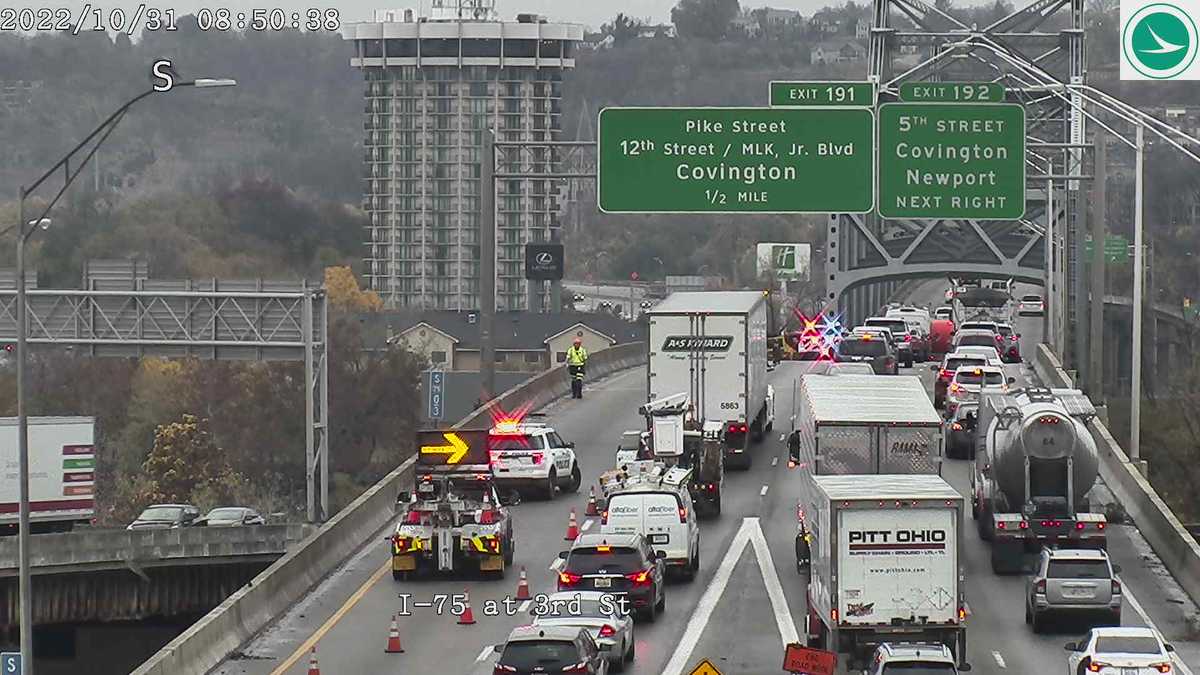 Two lanes blocked on the Brent Spence Bridge due to a crash