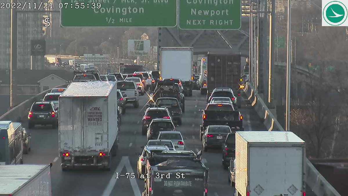 Three lanes blocked on the Brent Spence Bridge due to a crash