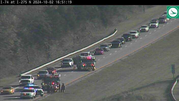 Crash with injuries partially blocking traffic on I-74 near I-275