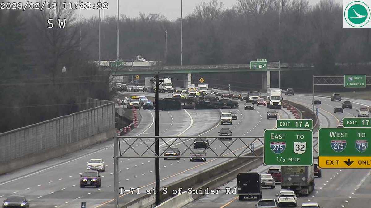 Flipped semi causing multiple lane and ramp closure on I-71