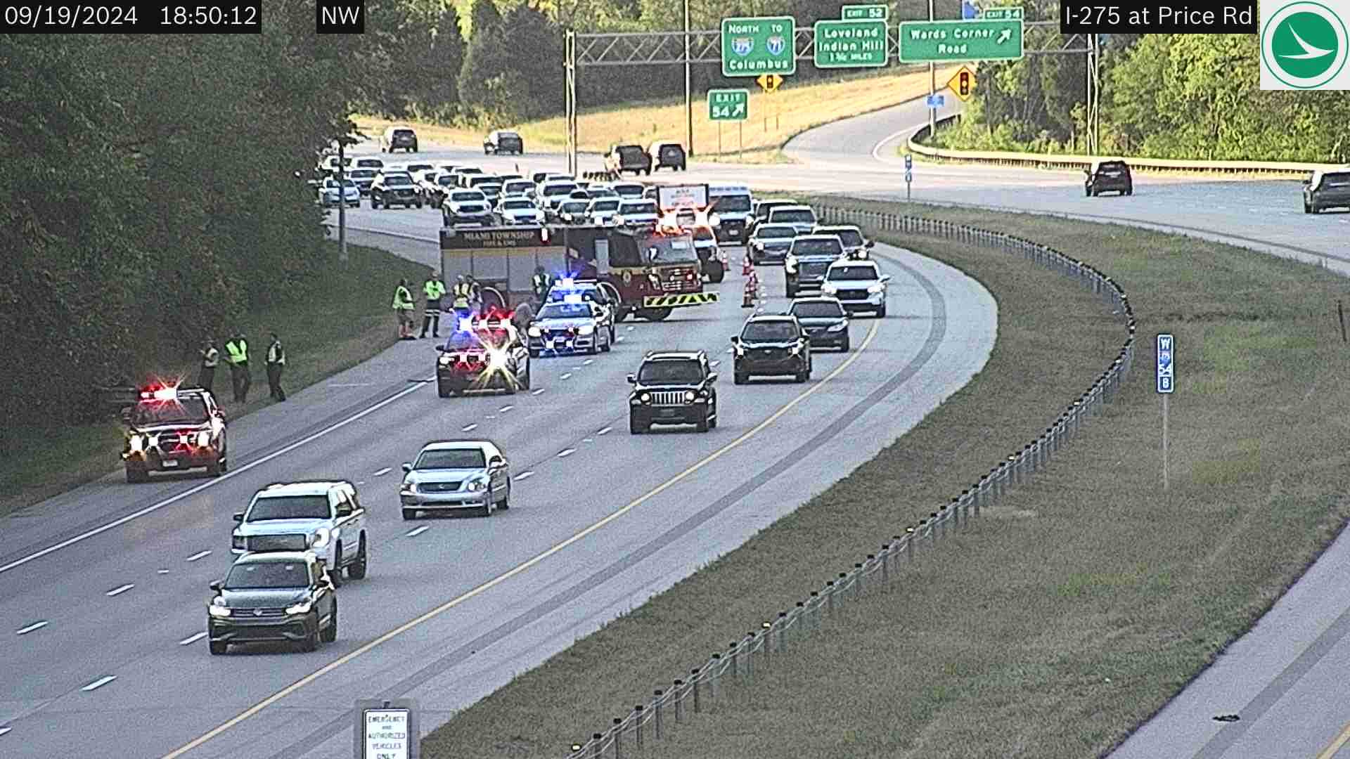Crash partially blocking traffic on I-275 near Wards Corner Road