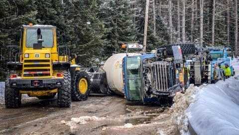 Cement truck rollover