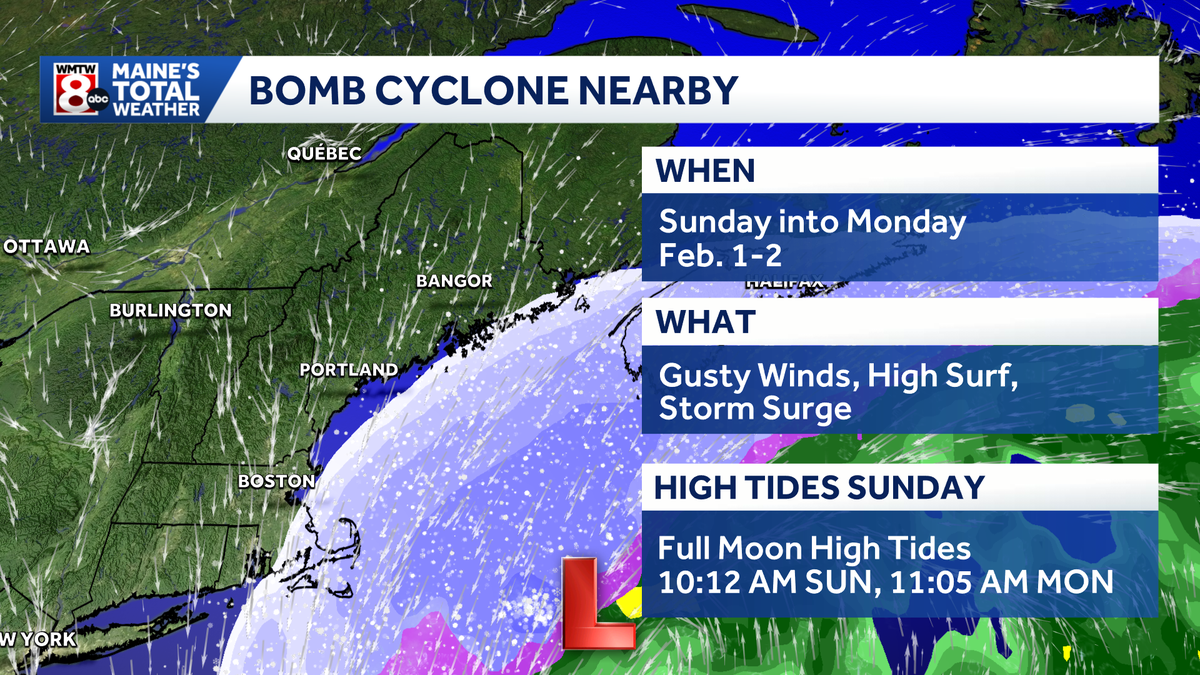 Gusty winds, high water levels as bomb cyclone nears Maine
