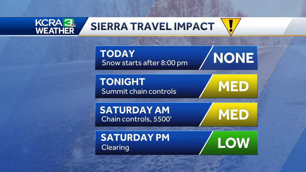 California rain and snow updates Sierra chain controls in effect