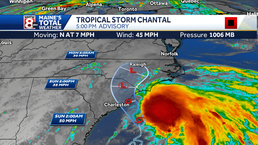 Tropical Storm Chantal forms along the Carolinas