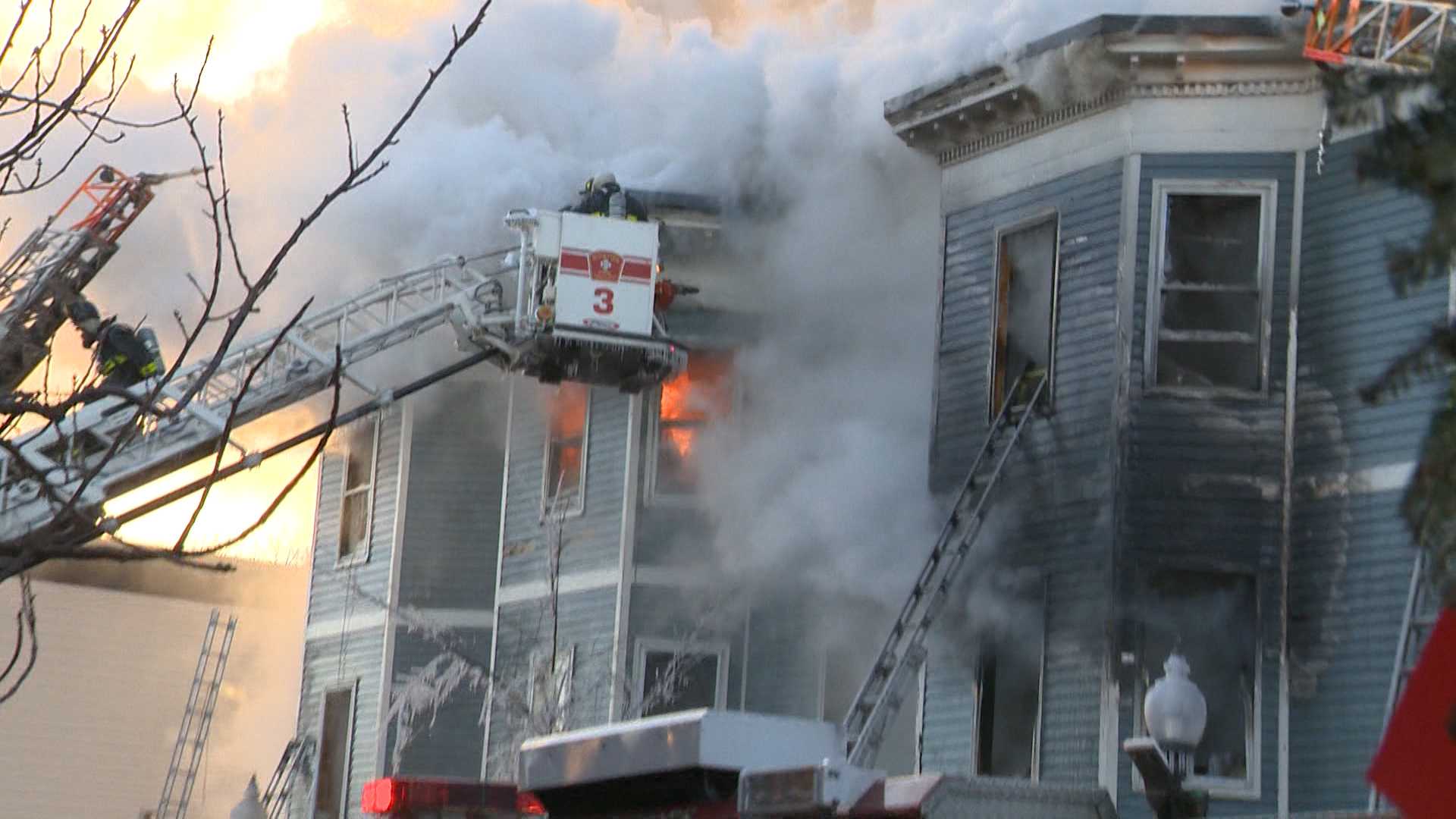 6-alarm Fire In Charlestown On A Bitterly Cold Morning