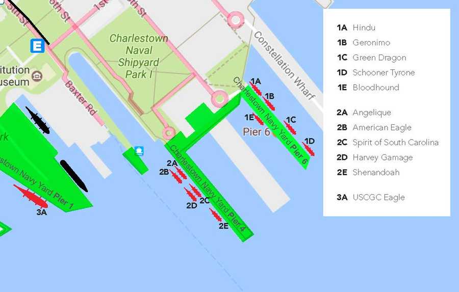 Which ships do you want to see? Sail Boston berthing maps