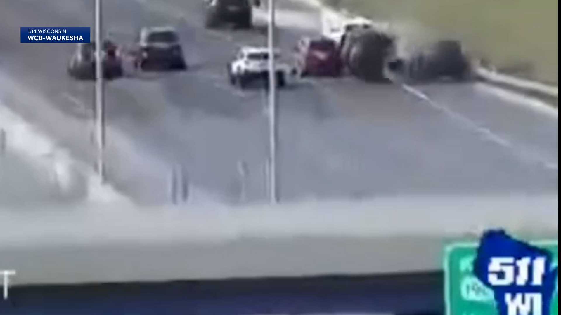 Watch: Law enforcement cruiser rolls over during pursuit on Milwaukee freeway