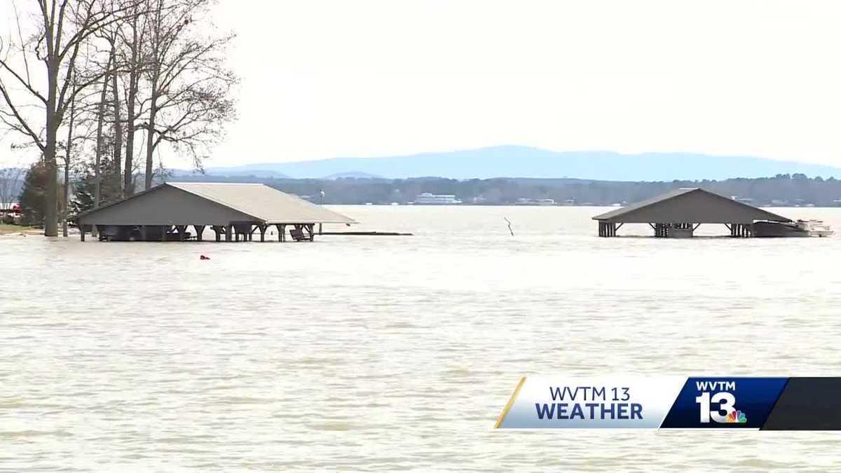 Flooding near Weiss Lake in Cherokee County