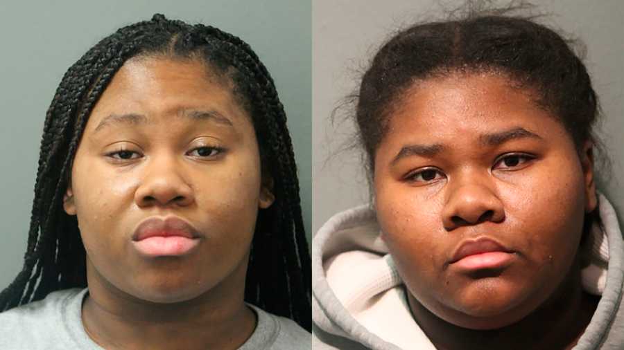 This booking photo released by the Chicago Police Department shows Jayla Hill, 18, (left) and Jessica Hill, 21, (right) two sisters accused of stabbing a West Side Chicago store security guard 27 times with a knife after he asked them to wear face masks and use hand sanitizer on Sunday, Oct. 25, 2020. They were ordered held without bond on Tuesday, Oct. 27.