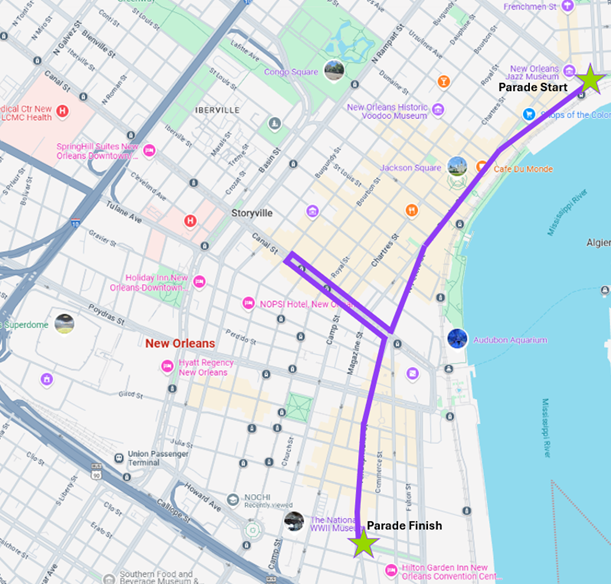 Chnola Holiday Parade route