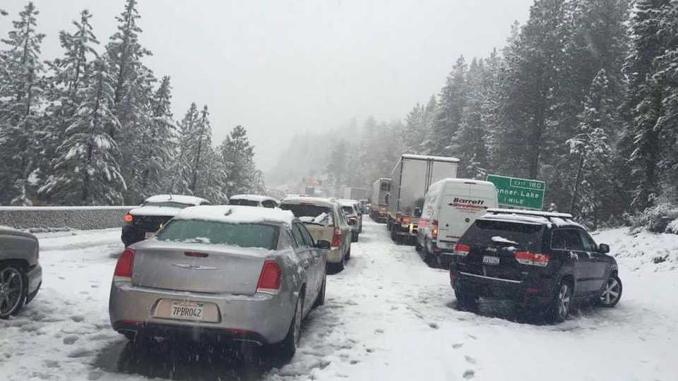 Snow created weekend traffic troubles on I80 in Sierra