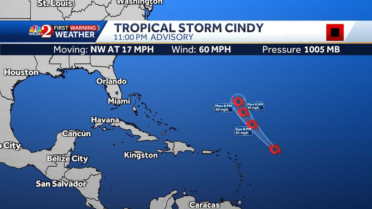 Tropical Storm Cindy continues moving northwest  WESH 2 Orlando