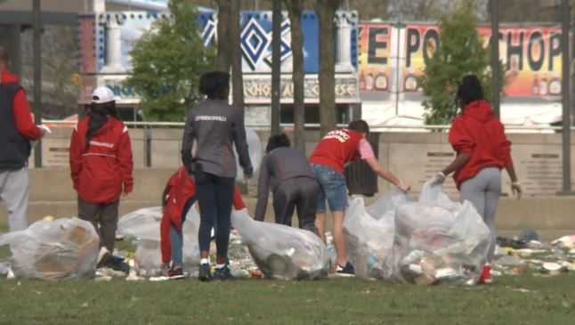 Students clean up waterfront essay image