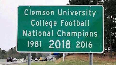 Clemson National Championship sign on I-85 gets upgrade