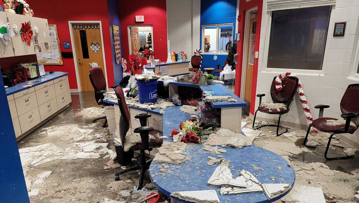 FD Water flow causes heavy damage to elementary school in