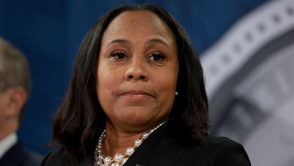 Fulton County District Attorney Fani Willis speaks during a news conference at the Fulton County Government building on August 14, 2023 in Atlanta, Georgia.