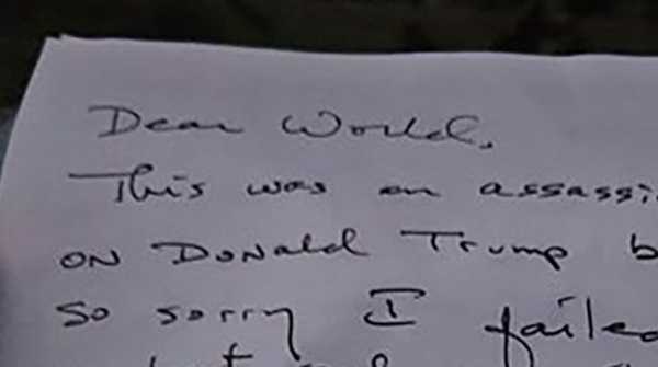 The man who authorities say sat with a rifle in the trees where Donald Trump was golfing earlier this month in West Palm Beach, Florida, previously wrote a letter stating 