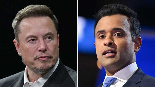 Elon Musk, left, and Vivek Ramaswamy will lead new ‘Department of Government Efficiency’ in Trump administration.