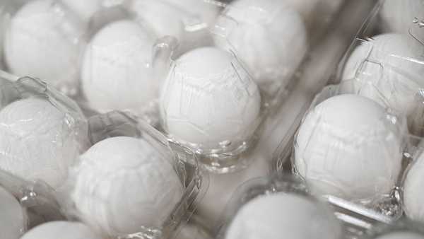 Eggs are displayed for sale inside a Costco store in Hawthorne, California, on January 26, 2023.