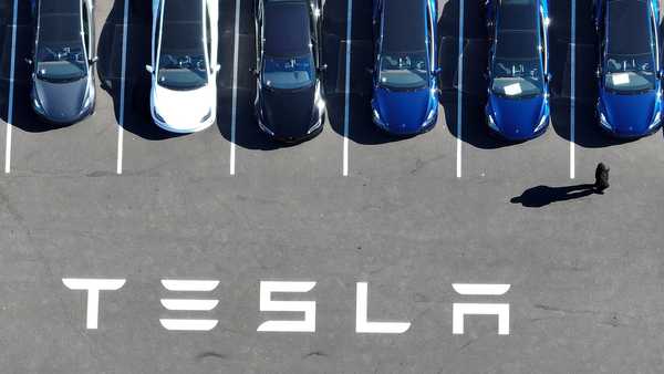 parked tesla cars