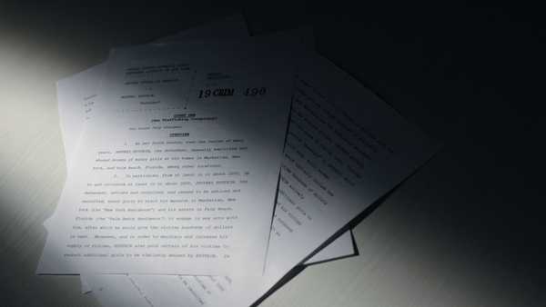 A newly-released unsealed indictment of Jeffrey Epstein is seen in this handout released by the US Justice Department and printed and arranged for a photograph by Reuters in Washington, DC, on December 19, 2025.