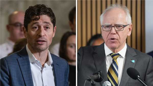The Justice Department is investigating Minnesota Gov. Tim Walz, right, and Minneapolis Mayor Jacob Frey over possible obstruction of federal law enforcement, sources familiar with the matter told CNN.
