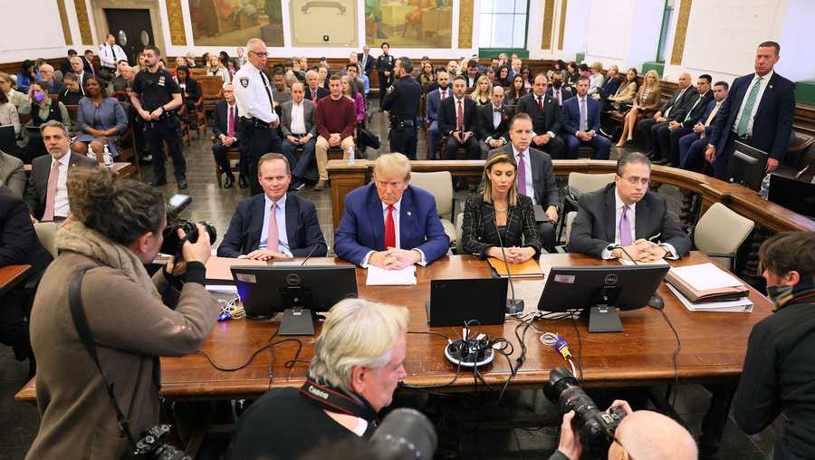 Donald Trump sits in New York State Supreme Court during his civil fraud trial on January 11, 2024.
