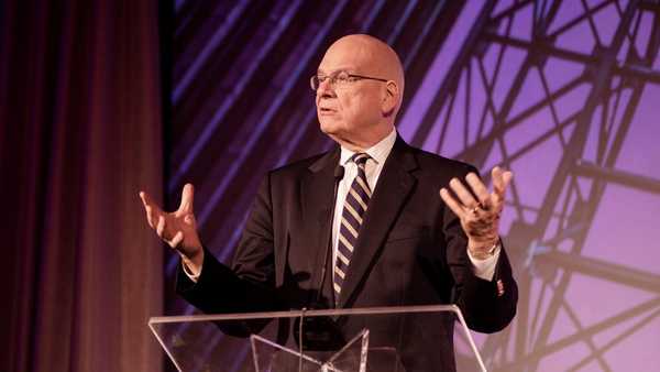 This undated photo shows prominent pastor and author Timothy Keller at one of his many speaking engagements. Keller died on May 19, at the age of 72.
