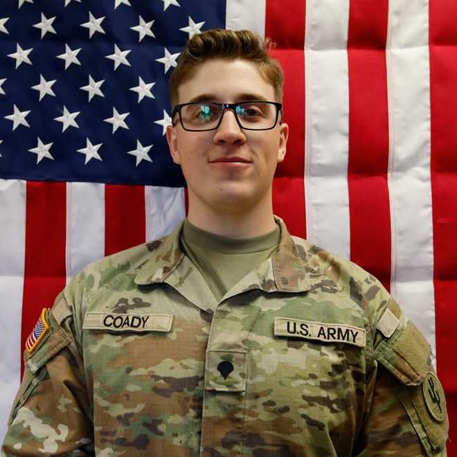 Sgt. Declan Coady, from Des Moines, Iowa, was posthumously promoted from specialist to sergeant.