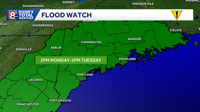 Flood threat in Maine as heavy rain and high winds move in