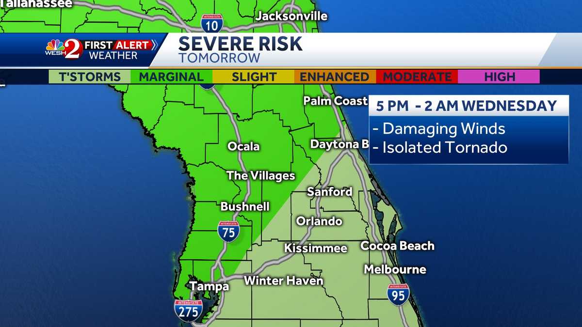 Cold front forecast to move across Central Florida Tuesday