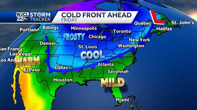 Cold front arrives late week