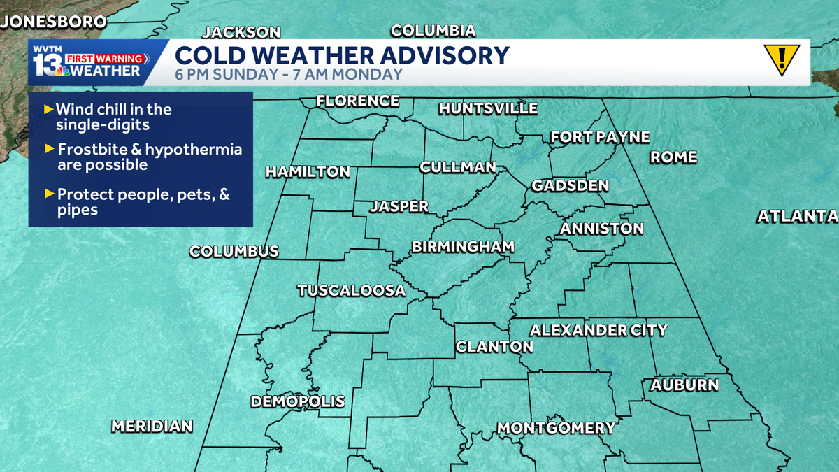 Impact Days: Hard freeze prompts Cold Weather Advisory in Alabama