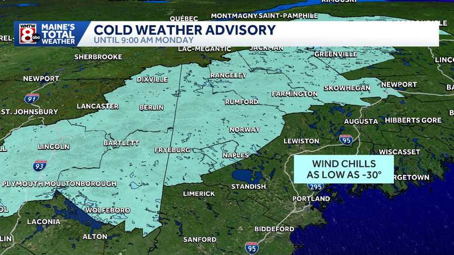 Cold Weather Advisory in effect as temperatures drop into Monday